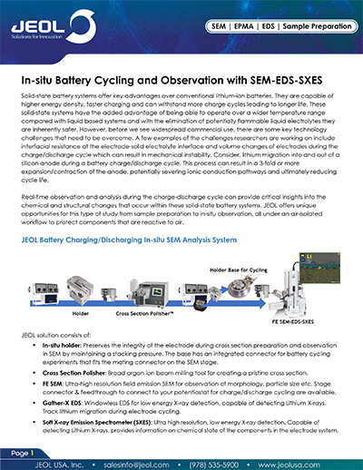 In-situ Battery Cycling and Observation with SEM-EDS-SXES